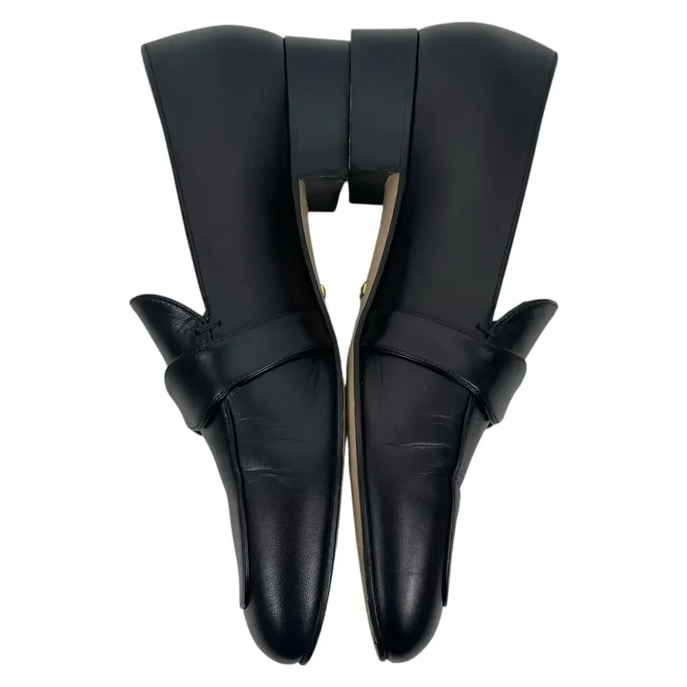 Gucci Double GG Logo Square Toe Slip On Leather Loafer Black Size 38 - Picture 6 of 16